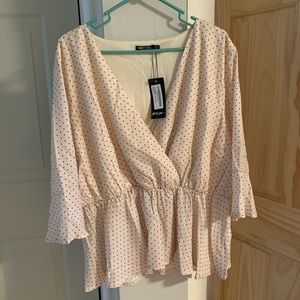 NWT Polka dot peplum blouse